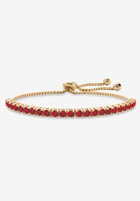 "Gold-Plated Bolo Bracelet, Simulated Birthstone 9.25"" Adjustable by PalmBeach Jewelry in July"