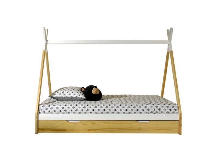 Lit tipi 90x200 sommier et tiroir inclus Vipack - Bois