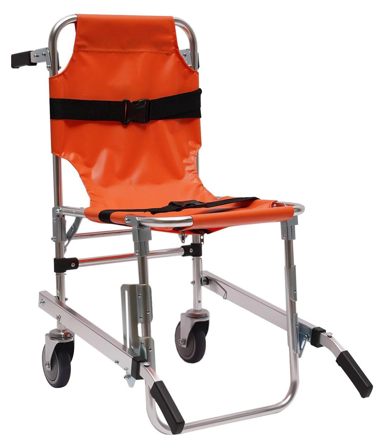 Treppen-Evakuierungsstuhl - Faltbarer Transportstuhl - Aluminiumlegierung - 2 Räder - Tragkraft 159 kg - Für Senioren und Menschen mit Behinderung - Orange