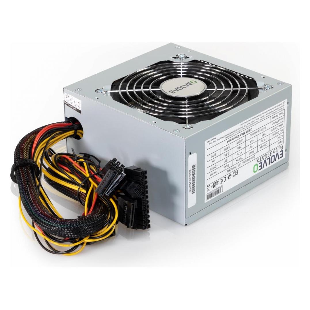 Evolveo EP350PP12B power supply unit 20+4 pin ATX ATX Stainless steel (350 W) (EP350PP12B)