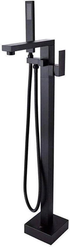 Famanu Freistehende Badewannenarmatur mit Dreh-Auslauf und 150 cm Schlauch - Schwarz