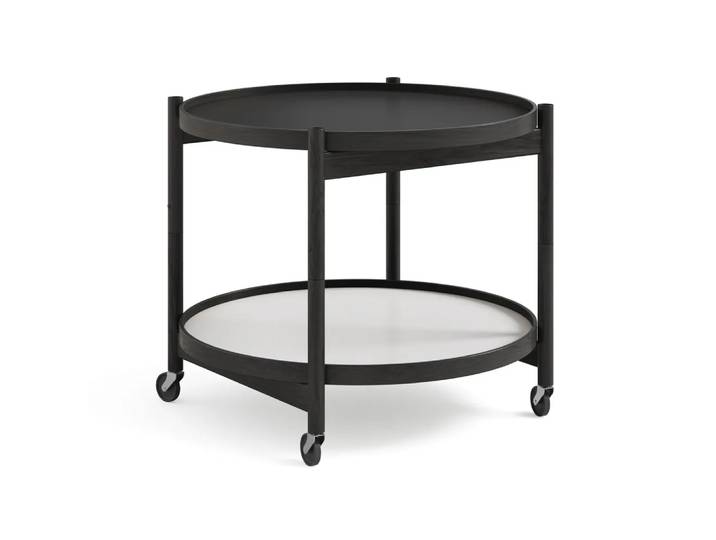Brdr. Krüger Bølling Tray Table model 60 Servierwagen Sockel, Eichengestell schwarz lackiert