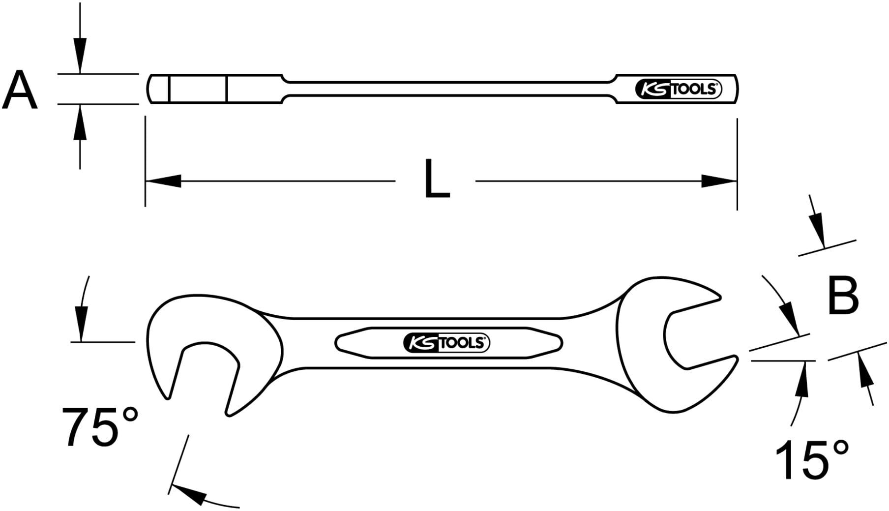 KS Tools Doppelmaulschlüssel,15°+75° 17mm (517.1842)