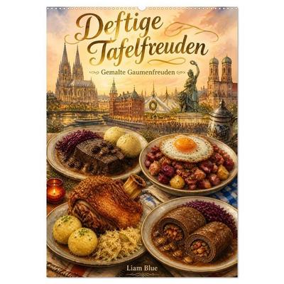 Deftige Tafelfreuden - Gemalte Gaumenfreuden (Wandkalender 2027 DIN A2 hoch), CALVENDO Monatskalender