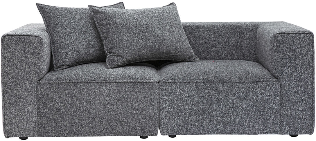 Miliboo Modulares 2-Sitzer-Sofa aus dunkelgrauem meliertem Stoff KERRY