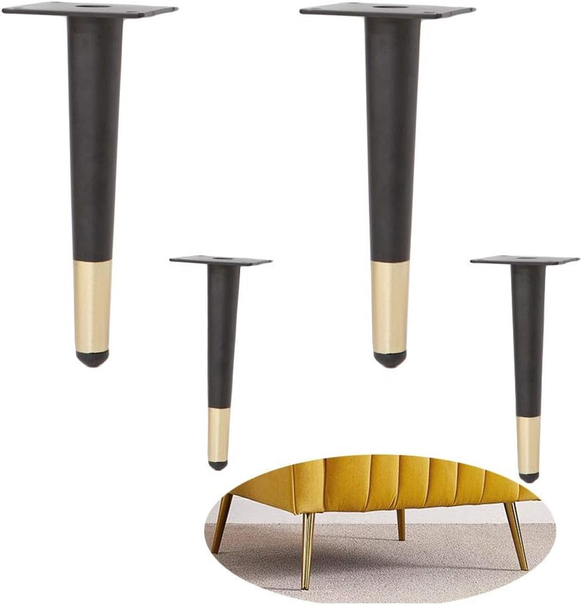 Meubelpoten Set Zwart Goud - Verstelbare Hoogte - 18 cm