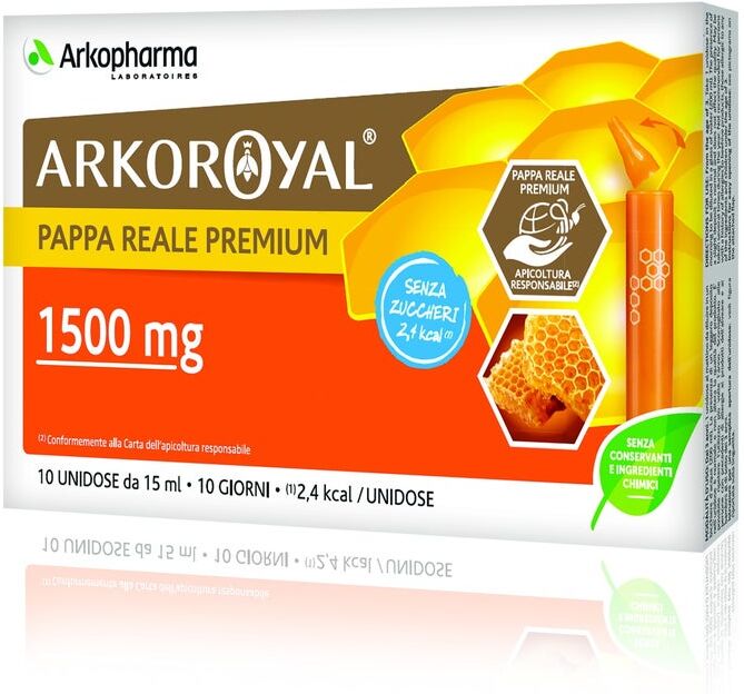ARKOFARM Srl Arkopharma Arkoroyal Pappa Reale 1500mg Senza Zucchero 10 Flaconcini da 15ml - Integratore Alimentare