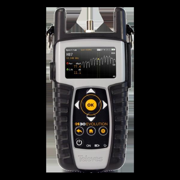 Televes H30Evolution, DVB-C, DVB-S, DVB-S2, 50 - 2400 MHz, 8PSK, 16-QAM, 32-QAM, 64-QAM, 128-QAM, 256-QAM, QPSK, 10 dB, F, Akku