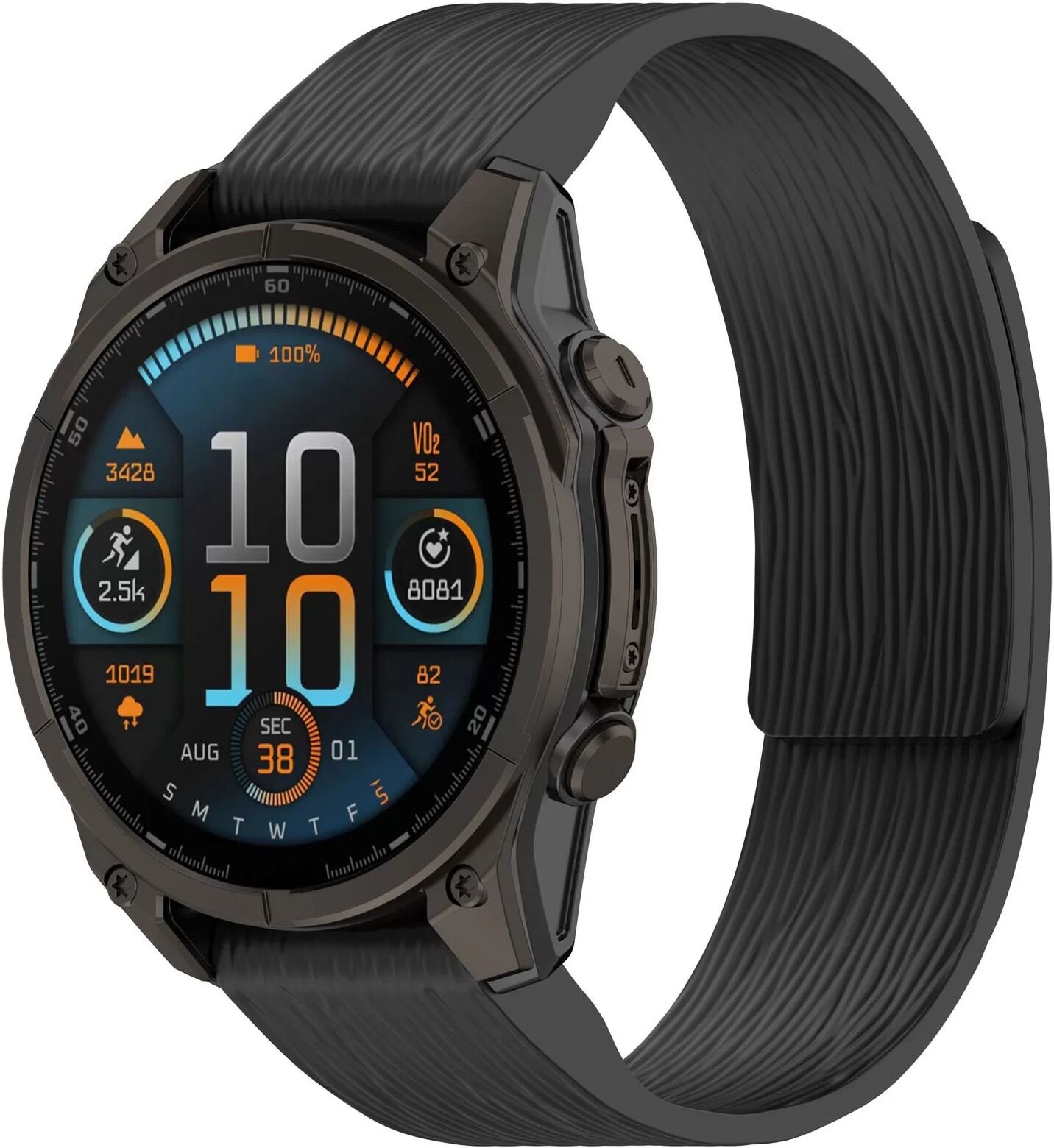 INF 20/22/26mm Magnetisches Silikon-Schnellwechsel-Uhrenarmband kompatibel mit Garmin Multi-Modellen Schwarz 20 mm