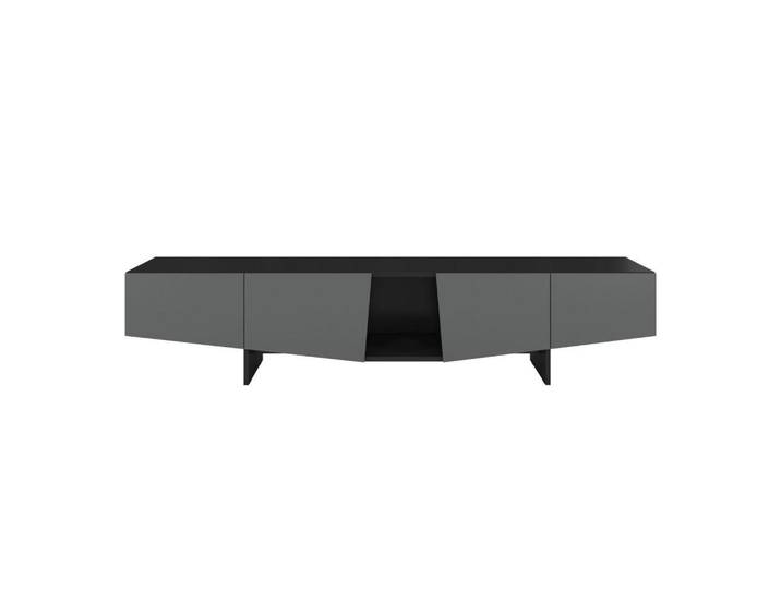 Skandica Lowboard Wing, Asymmetrische Fronten, 200 cm, Schwarz und Grau, Formgebogen, 200.2x43.8x41.8 cm, Wohnzimmer, TV Möbel, Lowboards, Lowboards stehend