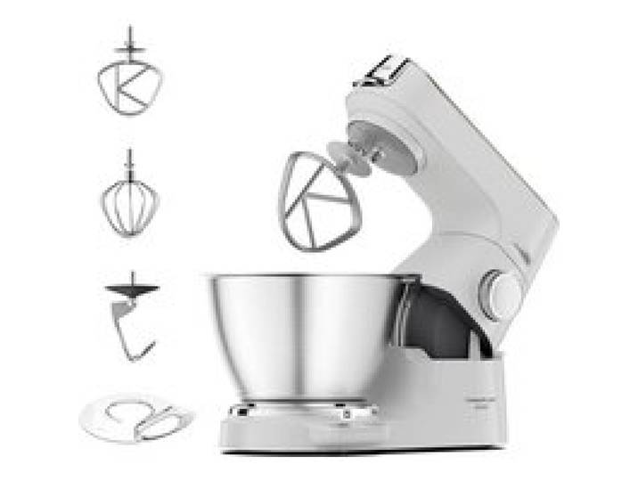 Titanium Chef Baker KVC65.001WH Robot Pâtissier 1200W Balance Intégrée Kit Pâtisserie 3 Pièces Spatule Blanc