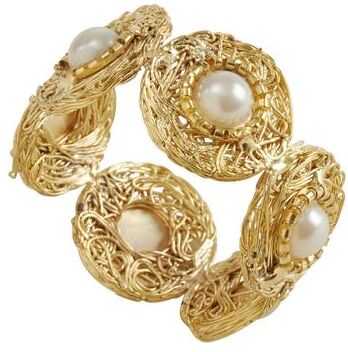 Saro Lifestyle Beaded Napkin Rings With Pearl Design (Set of 4)