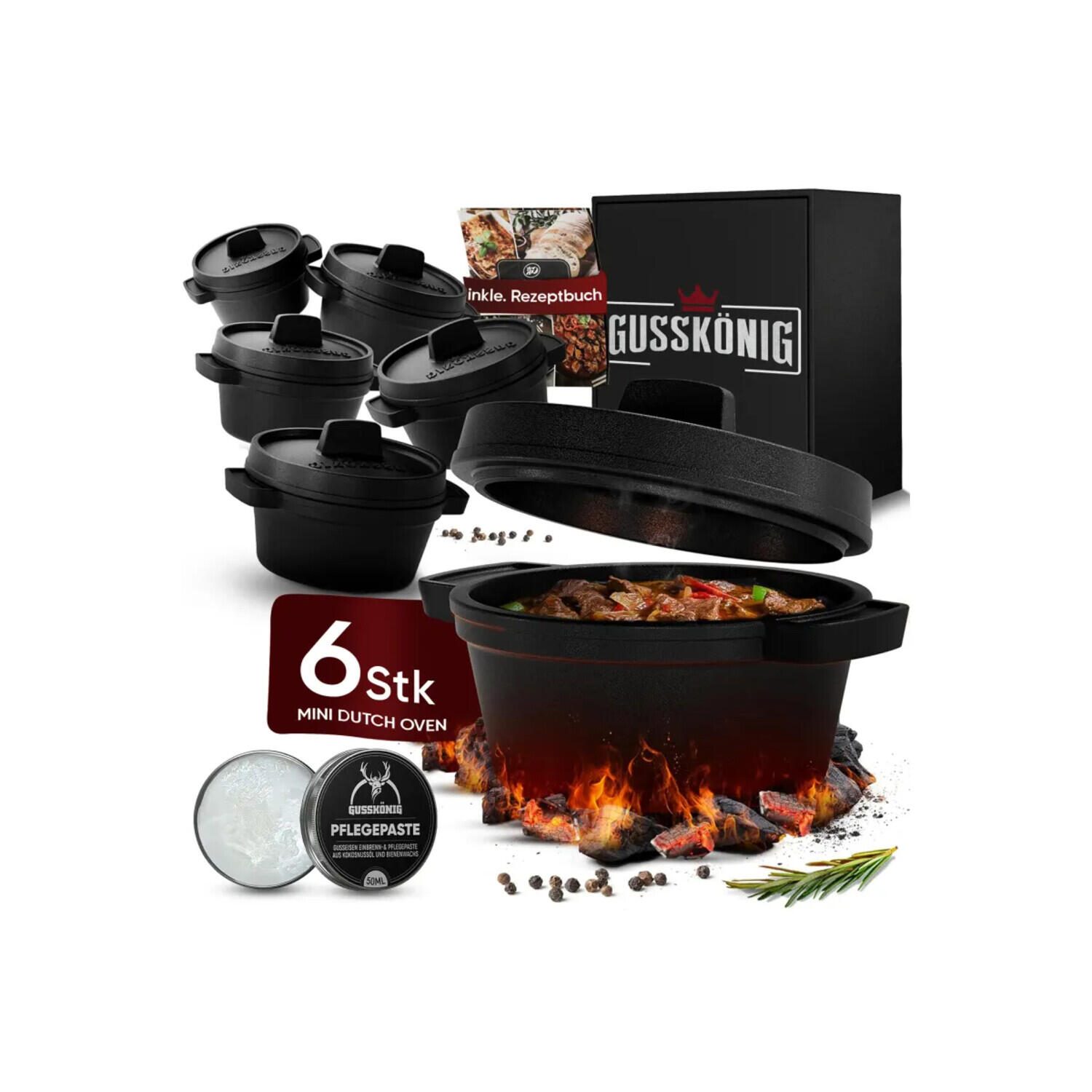 GUSSKÖNIG Eingebrannter Mini Dutch Oven Set 6St. 300ml GK-49