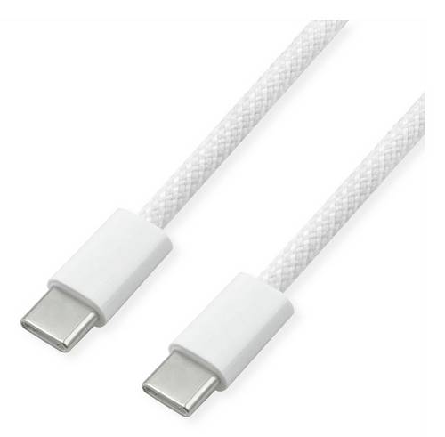 Value USB-C Kabel USB 2.0 USB-C Stecker, USB-C Stecker 1m Weiß Flexibel, Textil-Mantel 11.99.8340