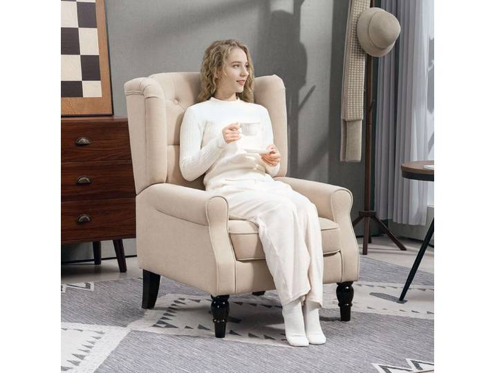 Fauteuil Homcom Velours Gris Beige Relax Inclinable Pivotant Accoudoirs Rembourré 74x86x102 cm