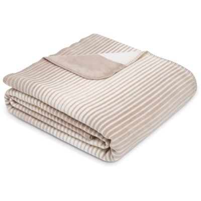 Wohndecke IBENA "Wohndecke Glasgow", beige, B:150cm L:200cm, Baumwolle, Polyacryl, Polyester, Wohndecken, Wohndecke, mit raffinierten Streifen, made in germany