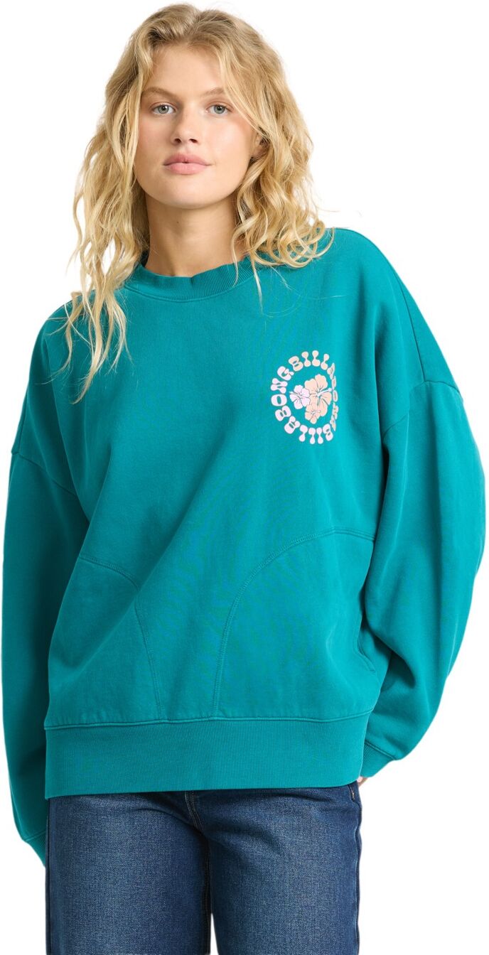 Sweatshirt BILLABONG "Pinky Keen", Damen, Gr. M, grün (deep lagoon), Obermaterial: 80% Baumwolle, 20% Polyester., Sweatshirts Sweatshirt