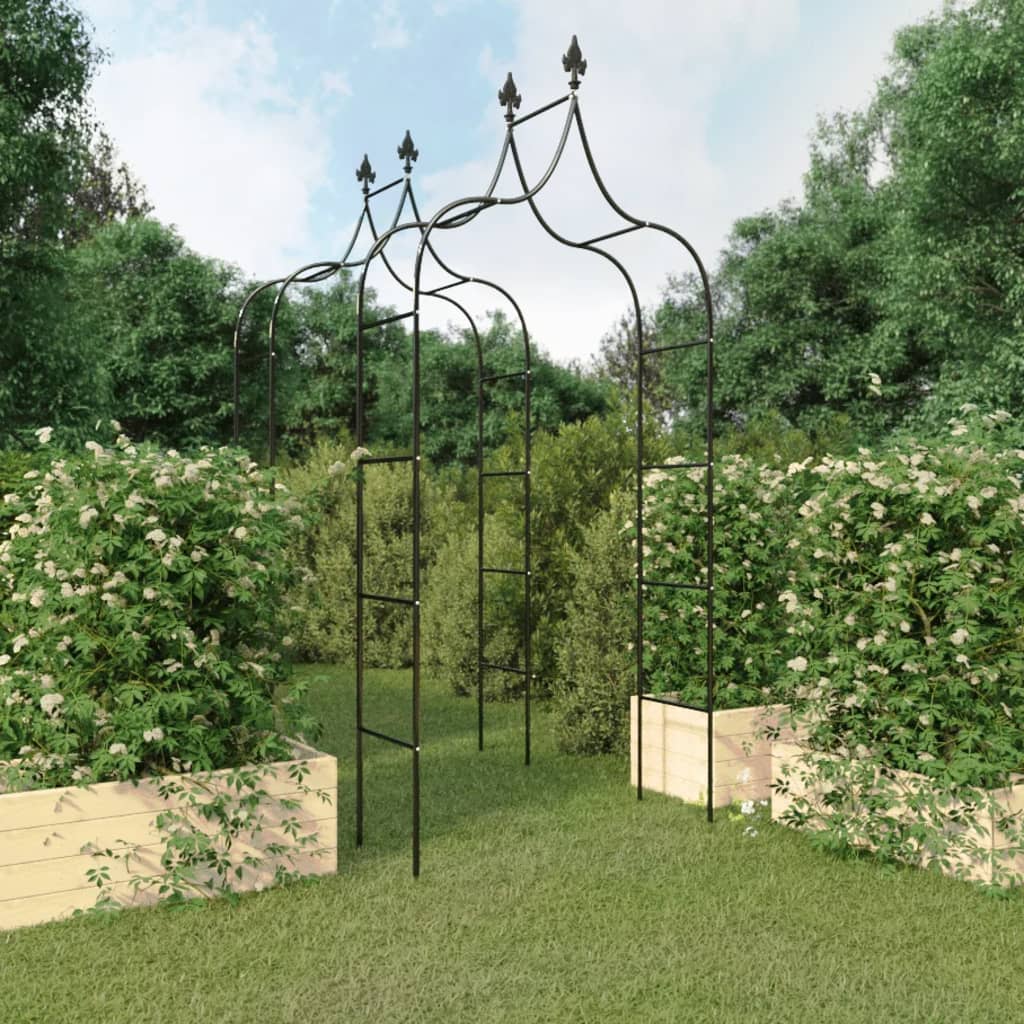 vidaXL Arcos de jardín 2 uds acero negro 120x38x260 cm Negro