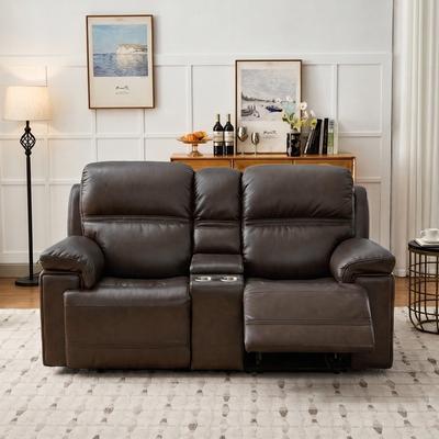 UR livingroom "80"" Leather Dual Power Reclining Loveseat with Zero Gravity Console and USB and USB‑C Charging Ports"