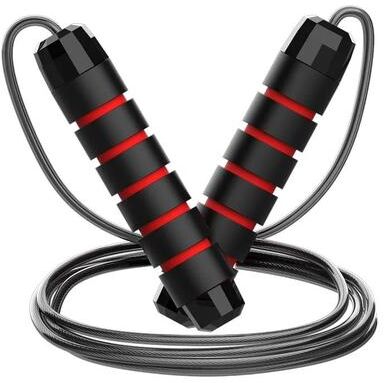 Uplift Essentials Exercise Jump Rope With Steel Wire Core And Comfortable Handles red