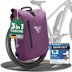 3in1 Fahrradtasche & Rucksack 20L „PRIMUS“ - Flieder - 3 in 1 Fahrradtaschen,Bestseller,oft gekauft,Primus,rabatt
