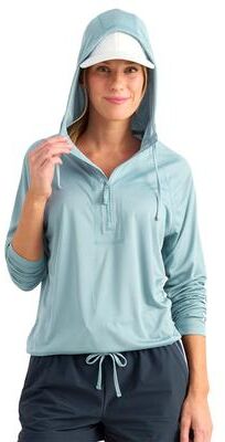HUK Women's Pursuit Novelty Top (Size Large) Shadow Blue, Polyester