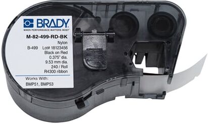 Brady M-82-499-RD-BK Etiquetas de nylon 9,53 mm