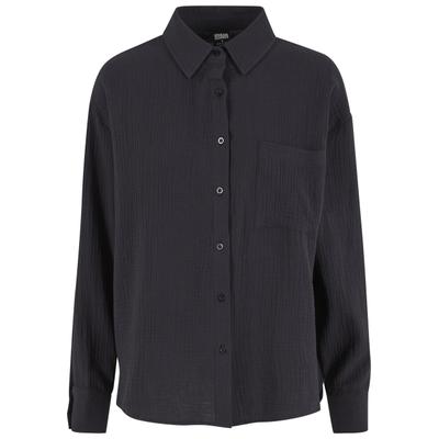 Klassische Bluse URBAN CLASSICS "Urban Classics Ladies Oversized Musselin Blouse", Damen, Gr. 4XL, schwarz, 100% Baumwolle, Blusen
