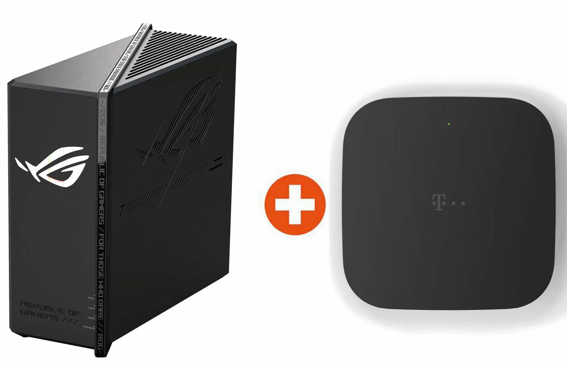 Bundle: ASUS ROG Strix GS-BE18000 Tri-Band WiFi 7 Gaming Router + Telekom Glasfaser Modem 2,5 Gbit/s schwarz