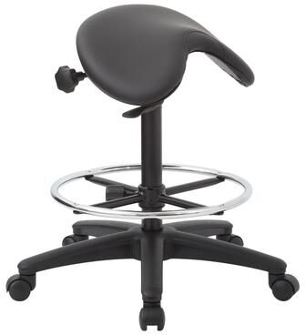 Office Star Products OSP Backless Stool with Height-adjustable Saddle Seat and Casters