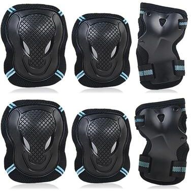 Inspired Finds 6 Piece Knee Elbow And Wrist Protective Gear Set For Skating And Cycling blue l