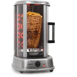 oneconcept Kebap Master Pro Vertikalgrill 1500W Edelstahl inkl. Spieß Set Silber