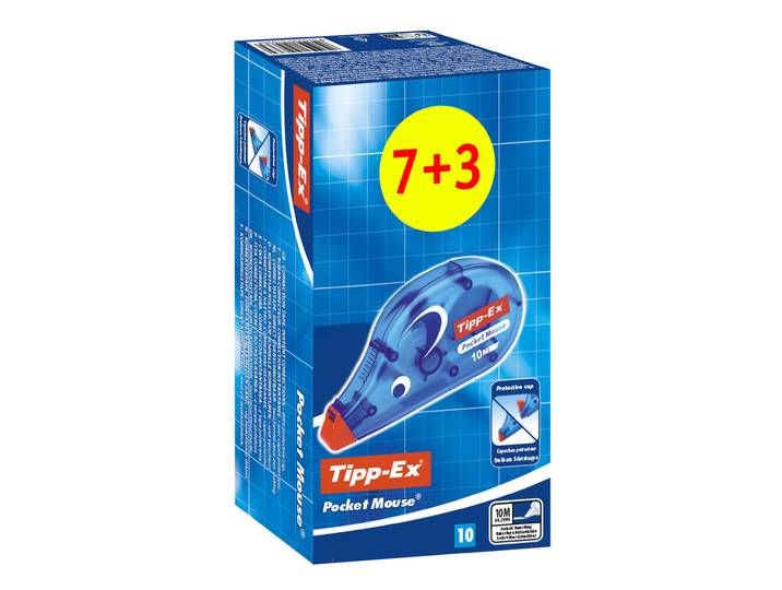 Tipp-Ex Pocket Mouse Rubans Correcteurs - 10 m x 4,2 mm Blanc translucide - Pack 7 + 3