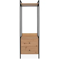 Kompaktgarderobe Dhaka Holzoptik Braun Eiche