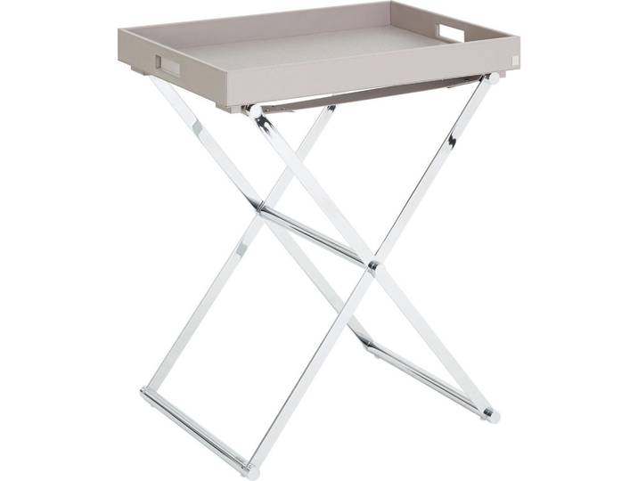 Joop! Beistelltisch, Grau, Chrom, Metall, Kunststoff, rechteckig, X-Form, 66x68x47 cm, klappbar, abnehmbares Tablett, Wohnzimmer, Wohnzimmertische, Beistelltische, Beistelltische Metall