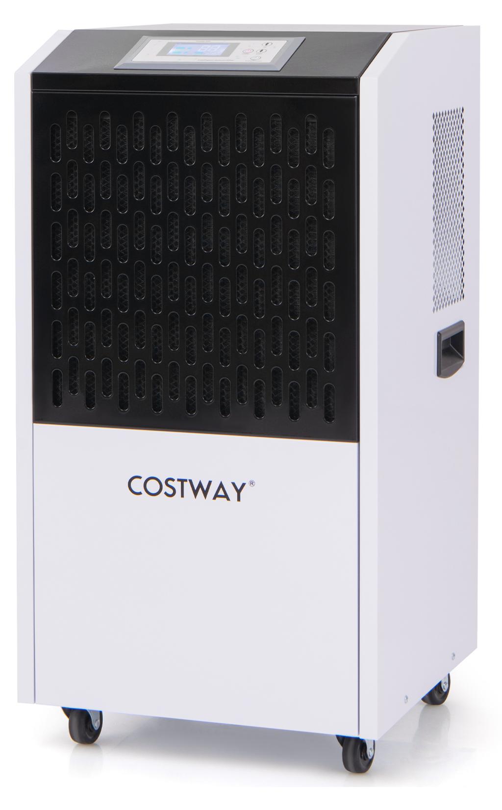 COSTWAY Luftentfeuchter kommerziell 118 L/Tag & Räume bis 790 m², Bautrockner mit 24H Timer, 4 Rädern & Ablaufschlauch Entfeuchtungsgerät Industrie