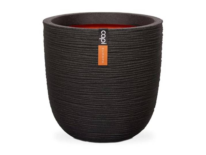 Capi Europe - Pot Boule Rib NL - 35x34 - Noir - Pot de Fleurs pour intérieur et extérieur - Cache-Pot - Pot de Plantation - Jardinière - Plastique - KBLR932