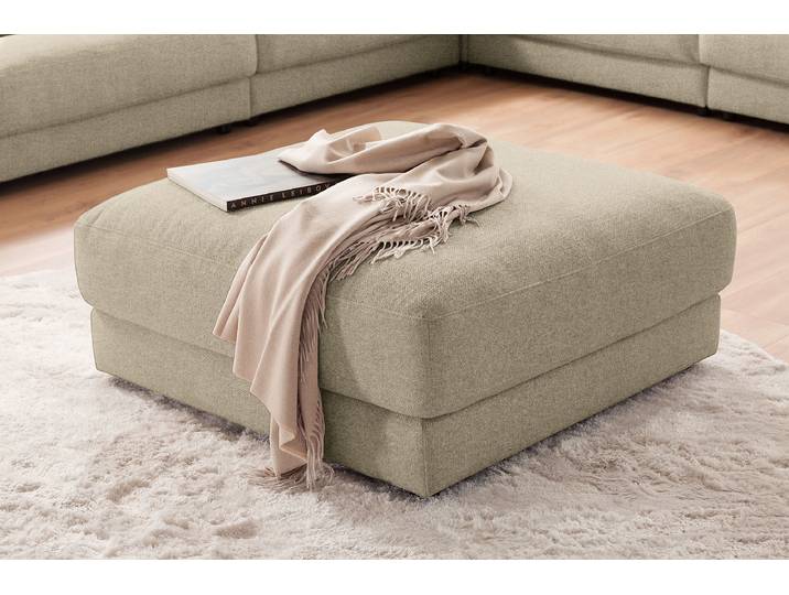 Polsterhocker 100 x 44 x 100cm Beige Webstoff Esila: Dunkelbeige Polyurethanschaum
