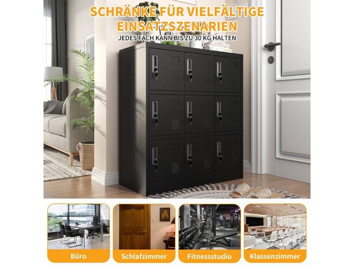 Feuille épaissie Armoire en métal 9 portes pour le Bureau la salle de sport l'école la maison casier de sécurité avec fente po