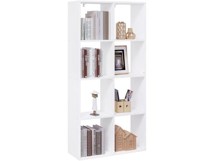 Bibliothèque WOLTU Étagère Rangement 4 Niveaux - 8 Compartiments Ouverts - Bois d'Ingénierie - Blanc W0ITT5014