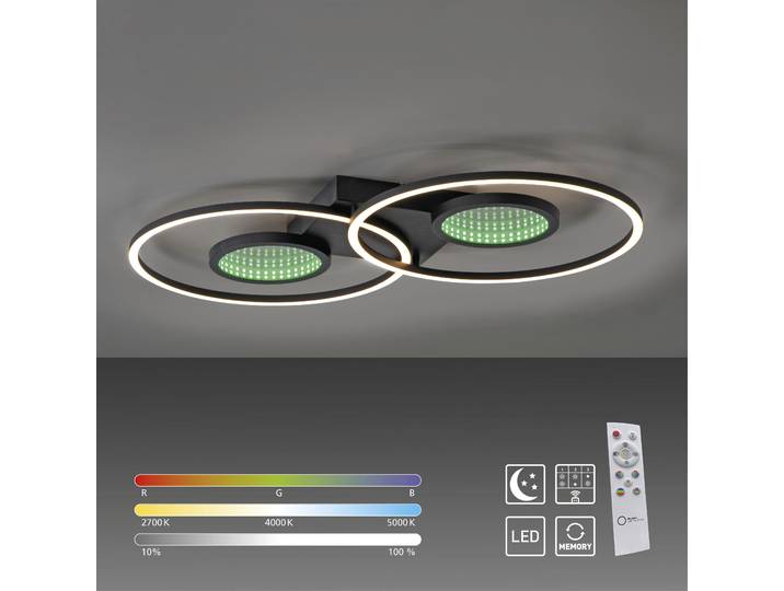 JUST LIGHT Deckenleuchte TUNEL , schwarz, 2, H: 7cm, 1 Stk., Leuchten, Deckenleuchte