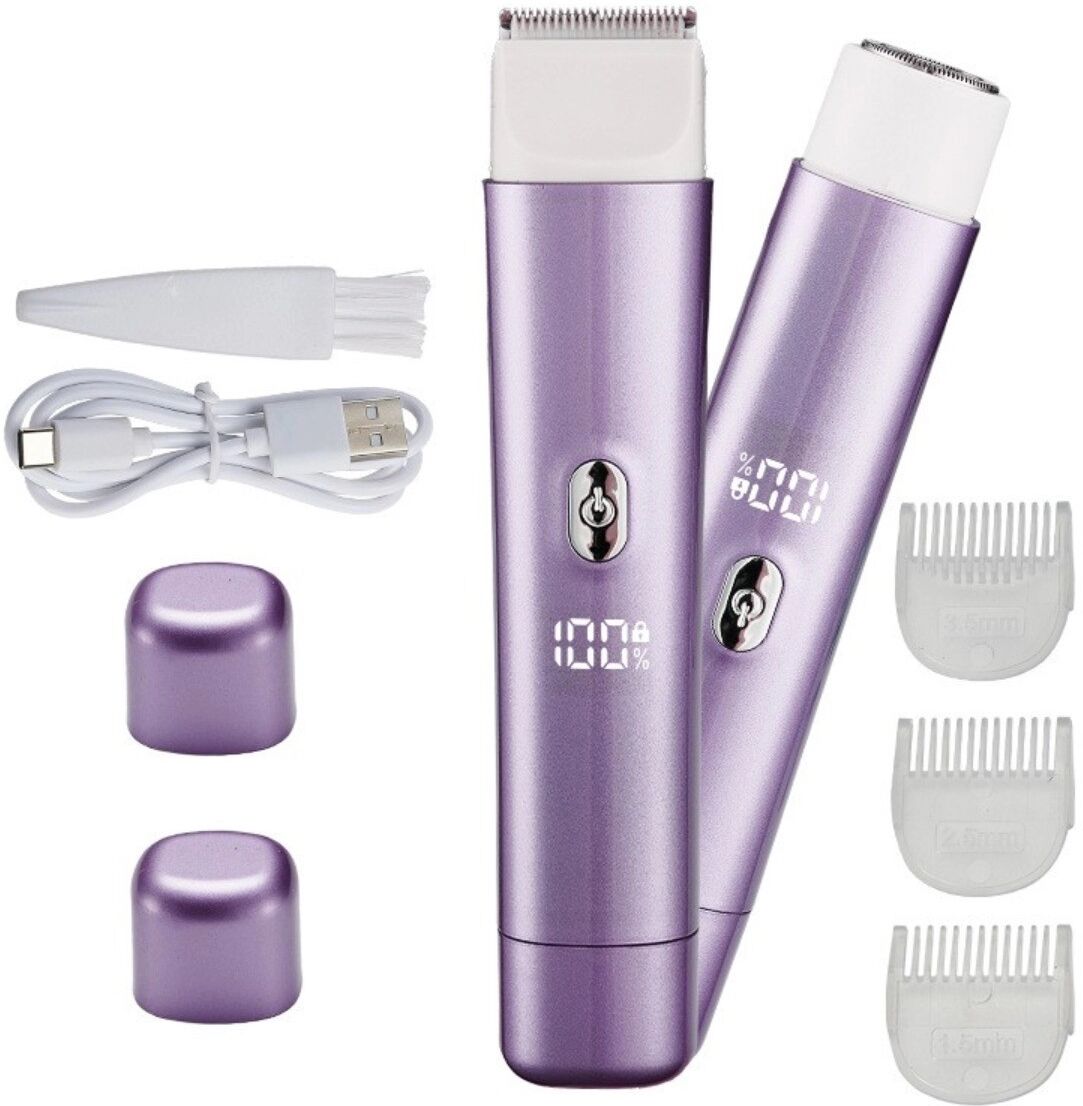 INF Rasoir électrique femme - Humide et sec, rechargeable, double tête lavable, boîtier ABS Violet