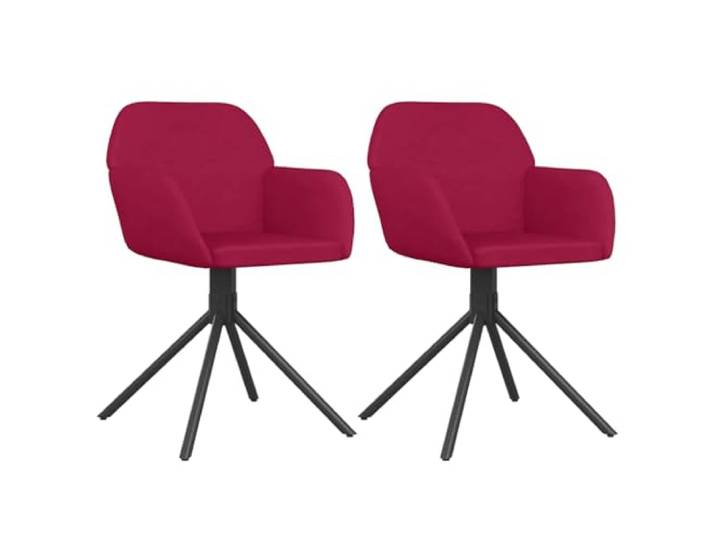 KKgypkn 2 Drehbare Esszimmerstuehle Samt Weinrot 360 Grad Drehbar, Armlehnen, Ergonomisch Gepolstert, Max 110 kg, Metallrahmen