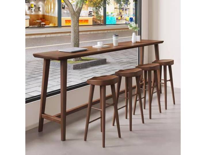 Schmaler Bartisch aus Hemlock-Massivholz Bar-Tisch in Thekenhöhe mit abgerundeten Kanten(160X40X105cm)