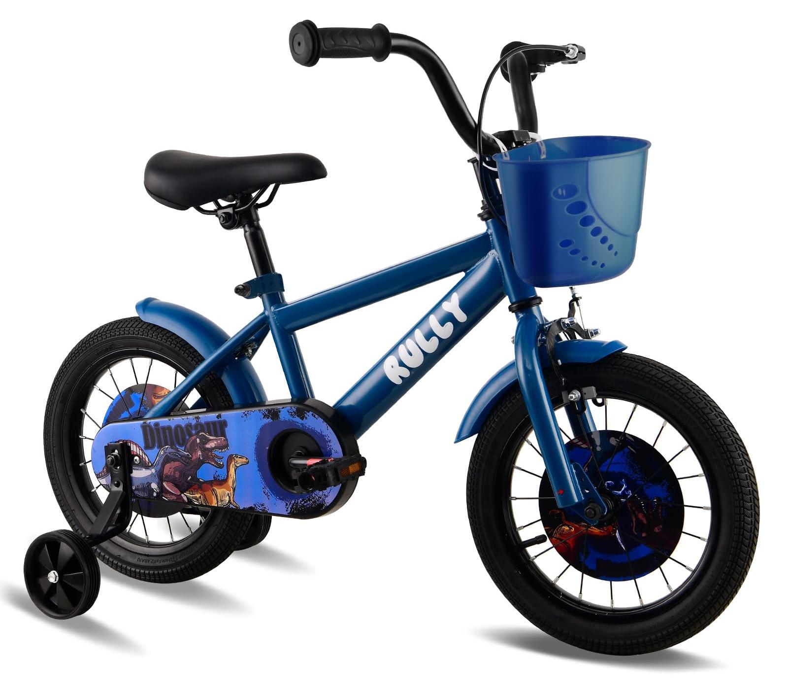 16-Zoll-Kinderfahrrad, Dinosaurier-Design, Blau, mit Korb