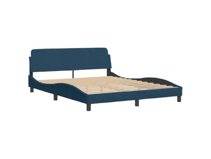 vidaXL Bettgestell mit Kopfteil Dover Blau 160x200 cm Samt