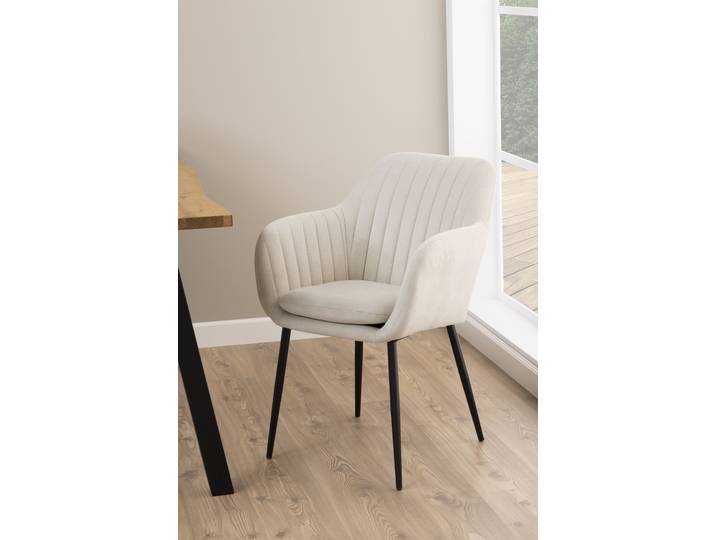 Armlehnenstuhl Typ B 57 x 83 x 61cm Microfaser Enza: Creme Beige/Creme