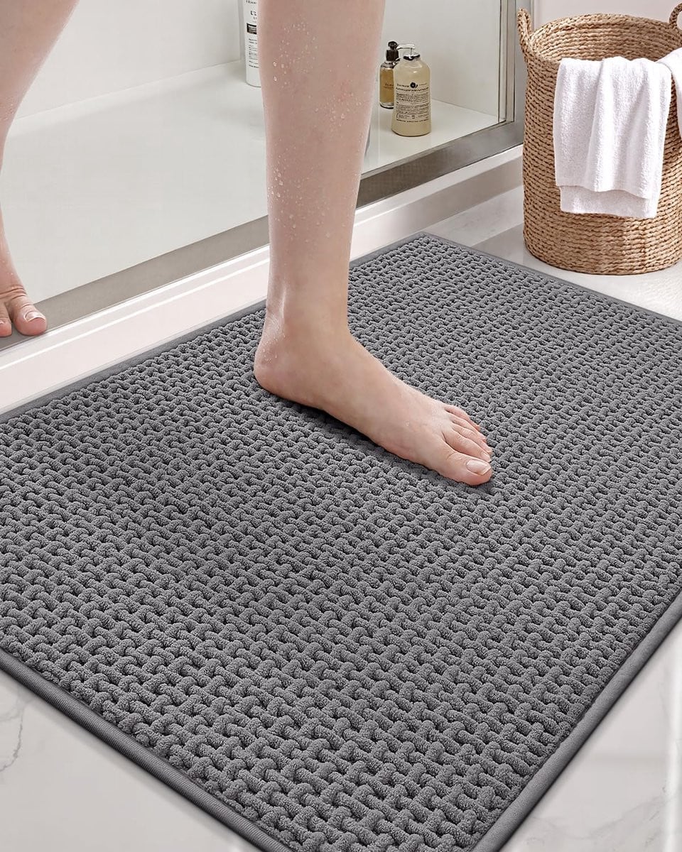 Ibenzoa Binnenhuis Antislip Badmat Chenille - Grijs - 60 x 90 cm
