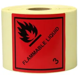Transpak, Etiketten, Etiketten Masse 100x100mm Papier rot Aufdruck Flammable Liquid