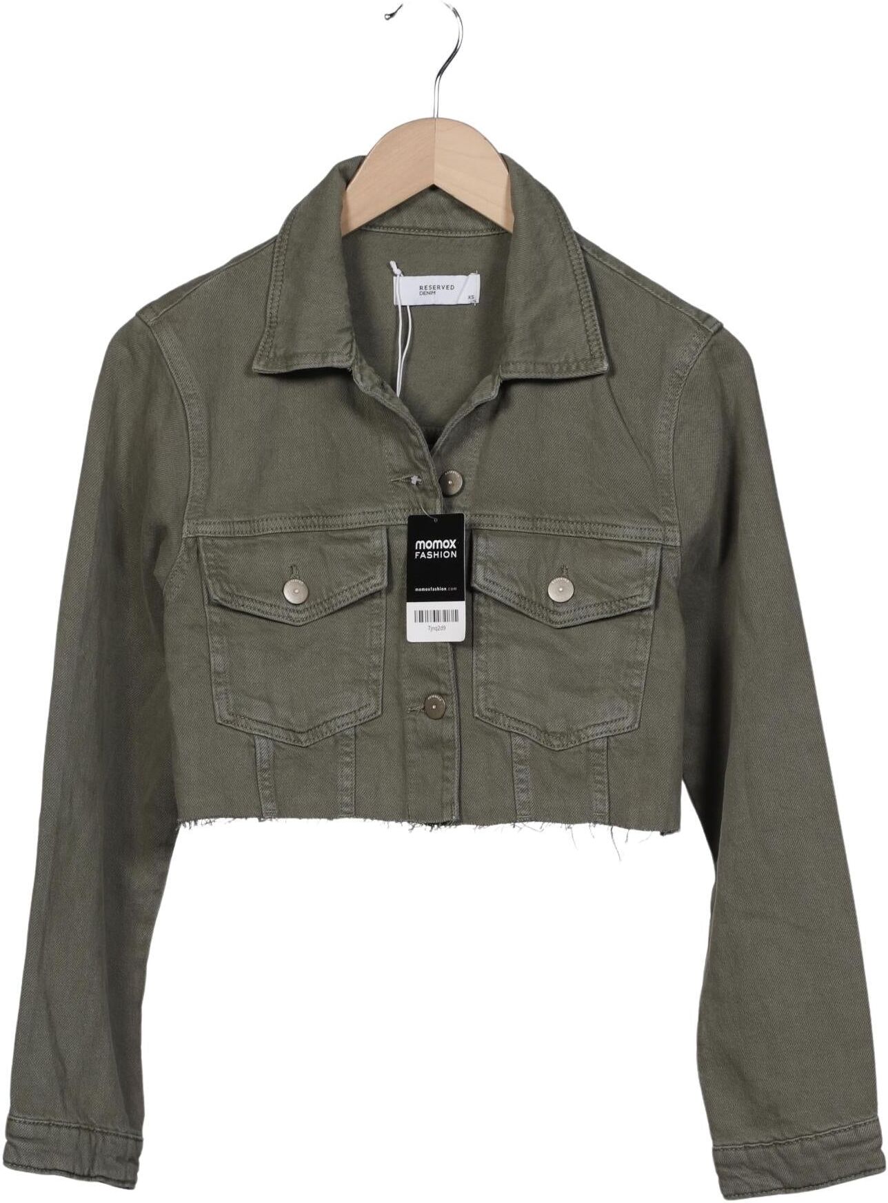 Reserved Damen Jacke, Grün, Gr. XS, Baumwolle - Second Hand
